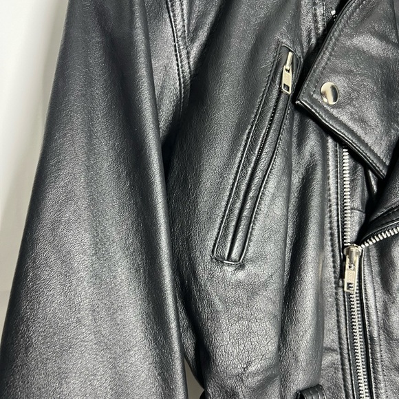 Wilson Black Leather Motorcycle Jacket with Asymmetrical Zipper - Picture 9 of 10